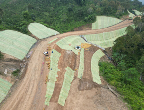 Slope Stabilization & Protection with ArmaMat® at Lumut Balai Unit 2 Geothermal Plant, Muara Enim, South Sumatra, Indonesia.